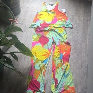 Colorful Tropical Print Jumpsuit